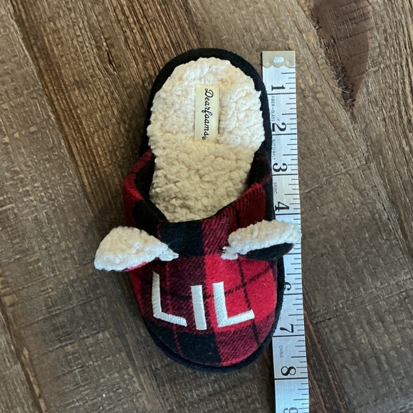 Dearfoams Kids' Lil Bear Red and Black Slippers - Picture 7 of 7